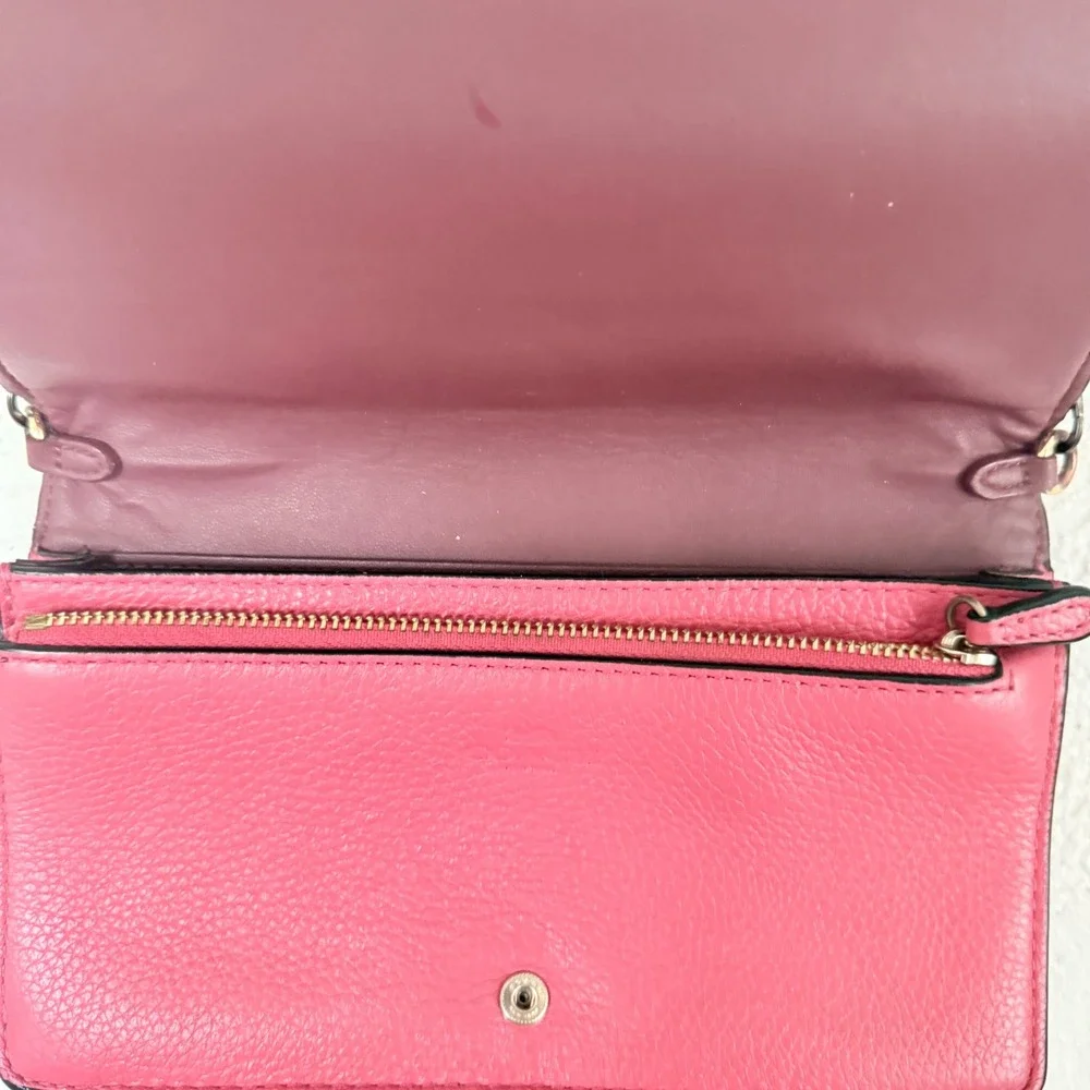 Coach Deep‎ Pink Anna Foldover Pebbled Leather Horse & Carriage Crossbody Clutch